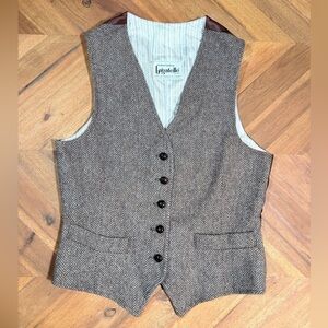 70s Margaret Godfrey Jagatelle Wool Herringbone Vest  Made in Canada Union Made